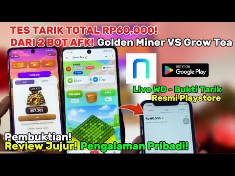 Duel Bot Telegram AFK Golden Miner VS Grow Tea! Tes Tarik Rp60.000?